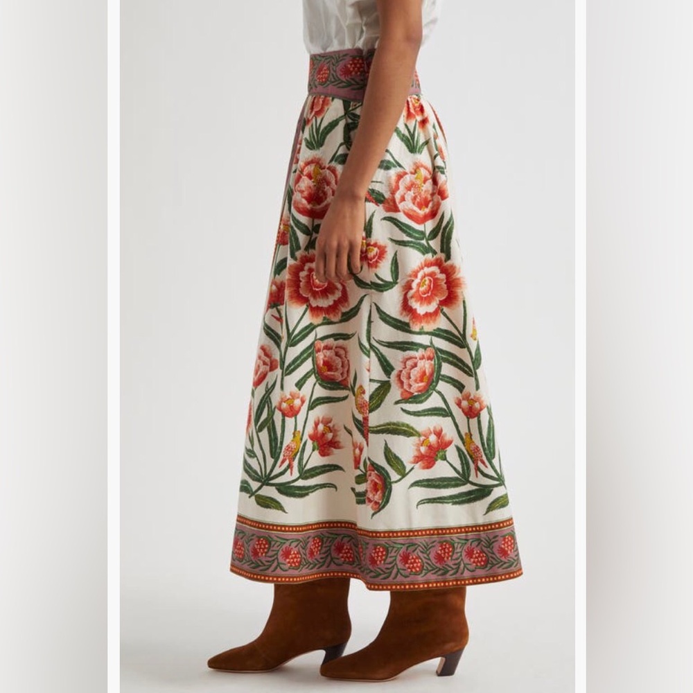 NWT $198 Farm Rio Anika Placed Floral Print Cotton Skirt in sizes XS and XL! - Picture 3 of 7
